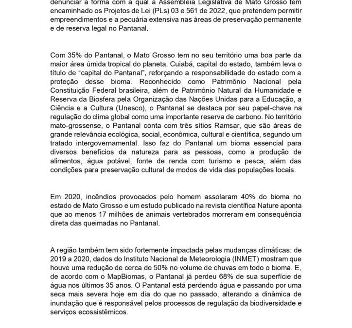 Carta da sociedade sobre o PL 561/2022