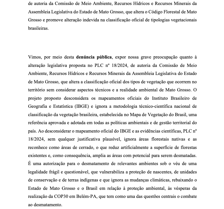 Denúncia Pública contra PLC 18/2024
