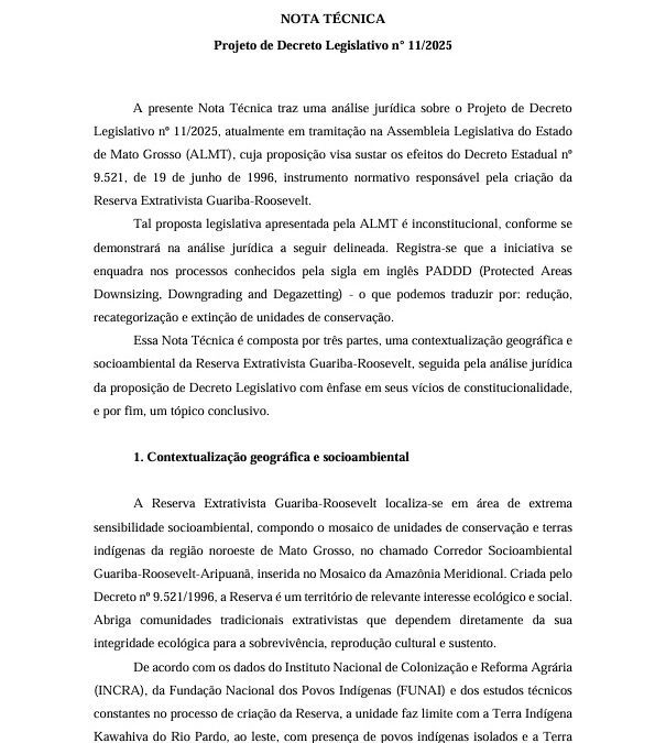 Nota técnica | Projeto de Decreto Legislativo nº 11/2025
